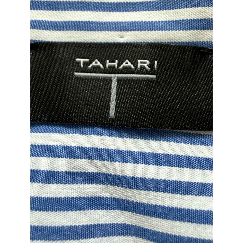 Tahari women cotton blouse white/blue striped size S/P - Picture 4 of 8